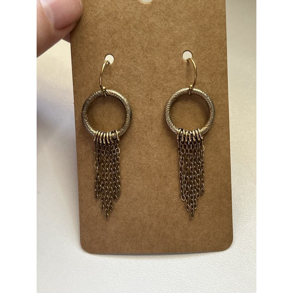 Vintage GF 14k Etched Ring Chain Dangle Earrings